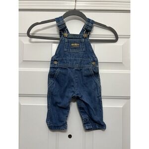 Vintage OshKosh B'gosh Blue Denim Jean Vestbak Overalls Bibs 90's 6 Mo Baby